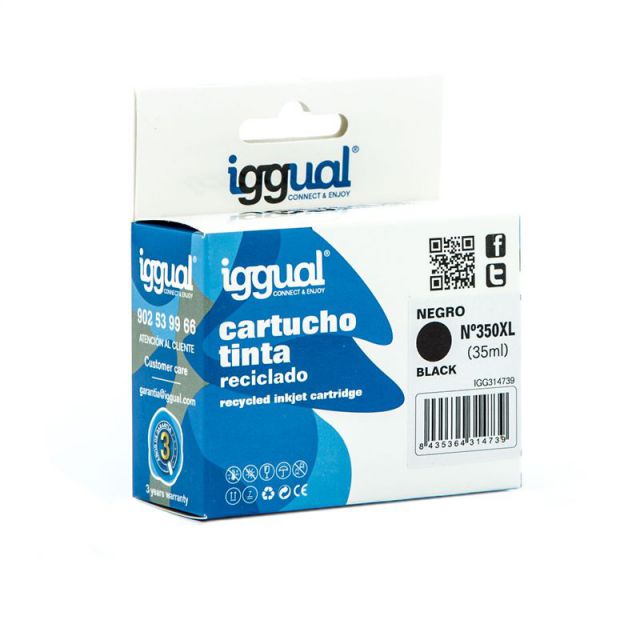 Iggual Cartucho Reciclado Hp N 350xl Cb336 Negro